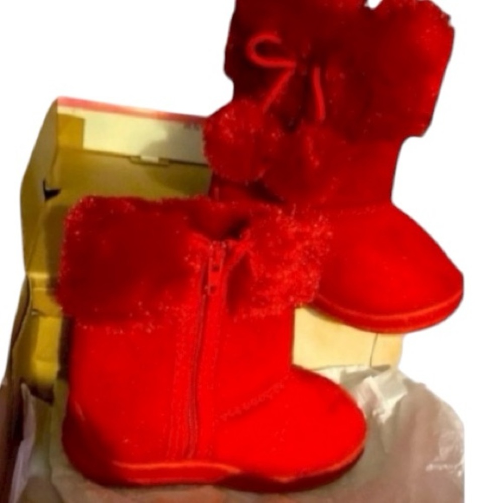 Kali Boots, Bany, Red, Faux Fur, Suede, Sz 4 & 5, Winter, Snow, Girly​, NIB, NWT